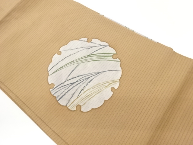 絽塩瀬金彩雪輪に草葉模様名古屋帯